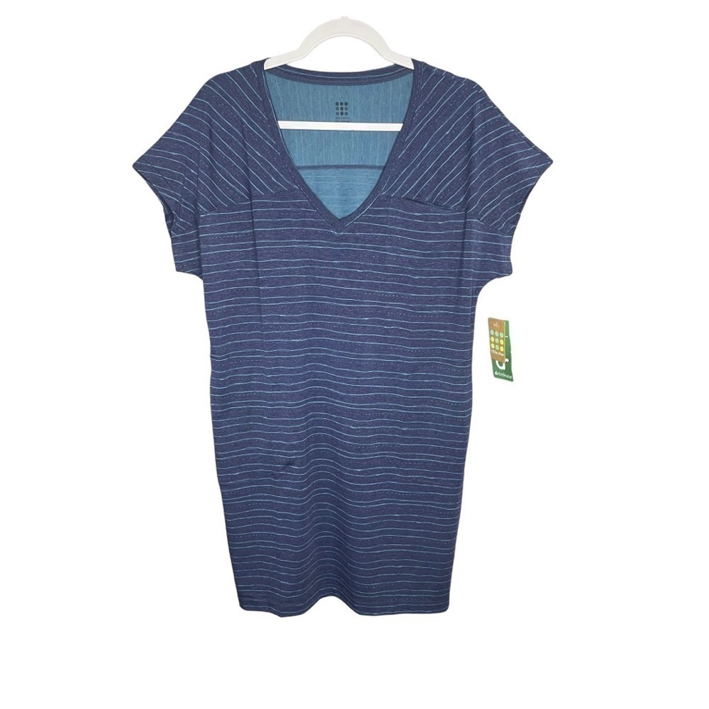 Title Nine Hiolani T-Shirt Dress Mizikuru Print Blue Short Sleeves Pockets NWT